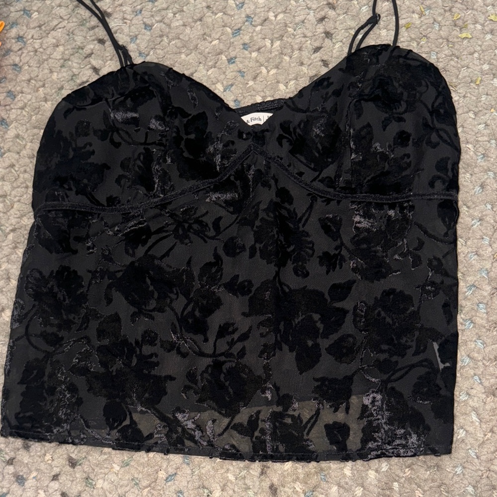 Black Velvet Floral see thru tank